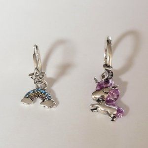 Silver Unicorn Round Earrings, S925